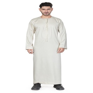 Qamis pour homme uni à manches longues, longueur au sol, col à capuche, en coton, style Moyen-Orient, tenue de prière pour l'Aïd et le Ramadan, coupe classique - Product Image 2