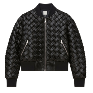 Chaqueta Bomber de Cuero Tejido Negro para Mujer SBEA IMPEX, Chaqueta de Cuero Genuino Texturizado y Elegante con Cierre, Impermeable, Estilo Cafe Racer - Product Image 1