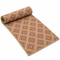 Customizable 100% Jute Eco-Friendly Modern Flat Weave Medium Pile Runner Rug 2x6 Feet Natural Tan Checkered Pattern Carpet