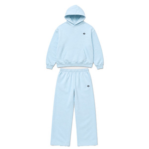 Conjuntos de sudaderas con capucha de corte holgado y pantalones de chándal de pierna ancha de algodón grueso liso para hombre, personalizados OEM, al por mayor - Product Image 2