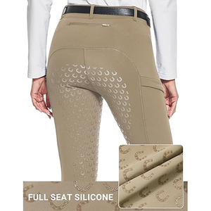 Culotte d'équitation taille haute pour femme, longueur intégrale, tricotée, extensible dans quatre directions, antibactérienne, écologique, avec poches, couleur unie - Product Image 4