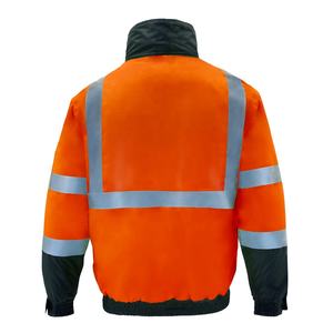 Veste de travail réfléchissante haute visibilité orange et noire, durable, légère, doublure amovible, imperméable, uniforme de sécurité - Product Image 3