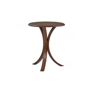 Contemporary End <b>Table</b> Round Cocoa Veneer Top Bentwood Leg Frame <b>Coffee</b> <b>Table</b> for Cafe Restaurant Hotel and Living Room - Product Image 1