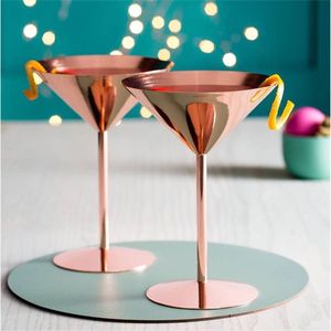 Ensemble de verres à vin luxueux en acier inoxydable plaqué cuivre, gobelets en métal incassables pour fêtes, bar et décoration, verrerie à pied décorative - Product Image 2