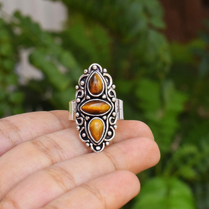 Natural <b>Tiger</b> <b>Eye</b> Stone <b>Ring</b> Handmade 925 Silver Gemstone Jewelry <b>Ring</b> For Her - Product Image 3