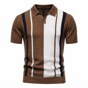 Chemise décontractée pour homme à motif Argyle, manches courtes, respirante, en tricot Spandex/Polyester, longueur standard, avec poche, infroissable - Product Image 6