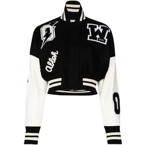 Custom Logo Women Cropped Varsity <b>Jacket</b> High Quality Chenille Embroidery <b>Patches</b> Baseball <b>Jacket</b> - Product Image 3
