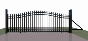 Puerta Corredera de Hierro Forjado Negro Resistente, Puerta de Seguridad Metálica Decorativa para Entrada de Jardín o Villa - Product Image 2