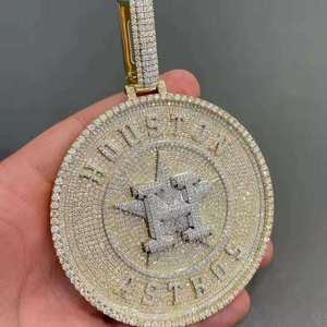 Colgante de Plata 925 con Moissanita Iced Out, Corte Brillante Redondo, Estilo Hip Hop, Joyería de Moneda para Fiesta - Product Image 1
