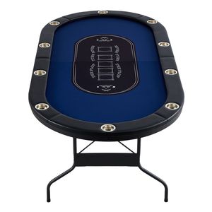 Table de poker portable pliable pour 10 joueurs avec rails rembourrés et porte-gobelets en acier inoxydable pour le Blackjack, le Texas Hold'em, le Mahjong et les jeux de hasard - Product Image 2