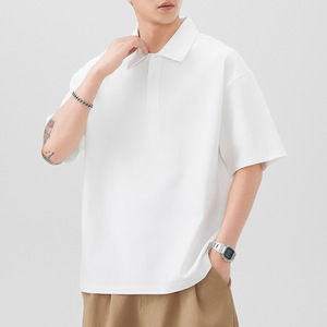 Camiseta de Lona Sólida de Alta Gama para Hombre, Estilo Casual, de Marca, de Manga Corta, 100% Algodón, Antiarrugas y Antipilling - Product Image 2