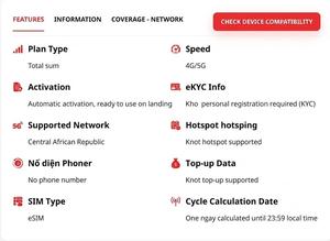 Forfait de données eSIM 4G/5G en gros pour la République centrafricaine avec activation instantanée par code QR et accès facile à Internet - Product Image 2