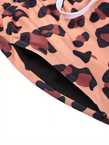 <b>Men's</b> <b>Leopard</b> <b>Print</b> Breathable Polyester Casual <b>Shorts</b> With Elastic Waist And Drawstring - Product Image 6