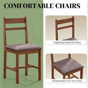 Ensemble de salle à manger de style farmhouse en brun clair, 5 pièces, table de cuisine avec chaises - Product Image 3