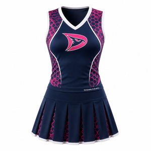 Wholesale Sublimated Cheerleading Uniform Custom Pink Hexagon Design Women's Teamwear Outfit & Pleated <b>Skirt</b> - Product Image 2