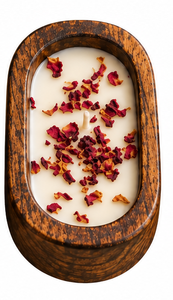 Vela artesanal de cera de soja pequeña, hecha a mano, ecológica y orgánica, de 7x5 pulgadas, decoración moderna con pétalos de rosa secos, 40 horas de duración. - Product Image 1