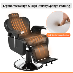 Poltrona da Barbiere Idraulica Reclinabile Multiuso Resistente, Girevole a 360 Gradi, Sedia da Salone di Bellezza con Funzione Reclinabile in PU - Product Image 5