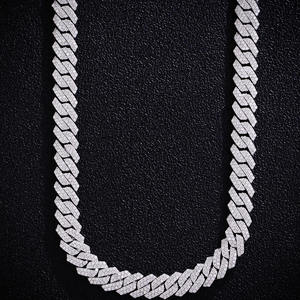 Luxury Iced Out Chevron Cuban Link Hip Hop Chain White Gold Finish <b>Statement</b> <b>Necklace</b> for Men Women Premium Fashion - Product Image 1