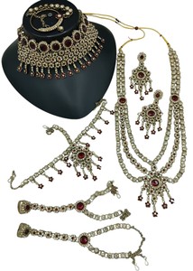 Ethnic Mehndi Full <b>Bridal</b> Kundan Zircon <b>Jewelry</b> <b>Set</b> Choker Long Necklace Earrings Maang Tikka Wedding Party Wear High Quality - Product Image 3