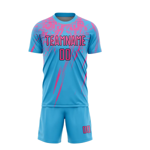 Soccer Uniform Performance Football Jersey Shorts Set Heat-Transfer Printing 100% Polyester Breathable for Competitive Sports - Product Image 1