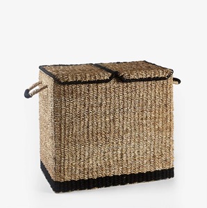 Cesta de mimbre de algas marinas dividida en 2 compartimentos, cesta de almacenamiento hecha a mano, venta al por mayor, ecológica, hecha en Vietnam - Product Image 5