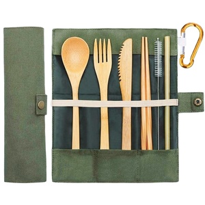 Gran oferta de cubiertos de bambú, cuchara-tenedor-cuchillo-palillo-Paja-cepillo de limpieza para juego de paja disponible para viajar, salir - Product Image 6