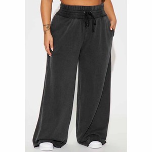 Pantalones Deportivos Extra Grandes de Felpa de Algodón Grueso de Estilo Vintage de Alta Calidad para Mujer, Pantalones de Algodón Lisos Teñidos para Invierno - Product Image 5