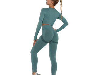 Ensemble de yoga 2 pièces Bemore Sports Wear pour femme – Tenue de fitness brossée, coupe ajustée, dos sculpté, abordable pour la gym - Product Image 3