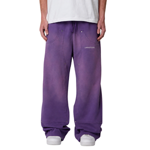 Pantalon en molleton délavé pour homme, coupe ample, jambe large, taille à cordon, ourlet ouvert, style streetwear, fabricant OEM, fournisseur en gros - Product Image 1