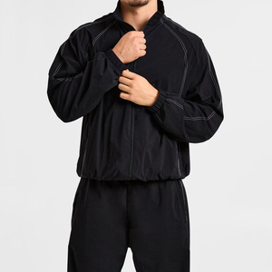 Conjunto Deportivo de Poliéster Reflectante con Logotipo Personalizado para Correr en Invierno, Resistente al Viento y al Agua, con Franjas Blancas, para Hombre - Product Image 6