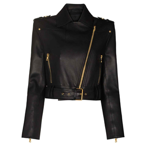 New Winter Short Leather <b>Jackets</b> <b>Cropped</b> Women High Quality Real Sheepskin Leather Zipper Belt Genuine <b>Ladies</b> Leather <b>Jacket</b> - Product Image 1