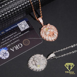 จี้รูปหน้าสัตว์สุดหรู ทำจากเงินแท้ 925 และเพชรโมอิสซาไนต์ พร้อมดีไซน์ขนสัตว์แบบ 3 มิติอย่างละเอียด - Product Image 2