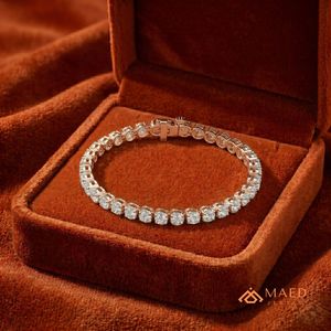กำไลข้อมือเทนนิสโมอิสซาไนต์ทรงผสมชุบทองคำสีกุหลาบ ดีไซน์ทรงมาร์คีส์ ปริ๊นเซส และมรกต สำหรับผู้หญิง สไตล์เบเวอร์ลี่ฮิลส์ - Product Image 4