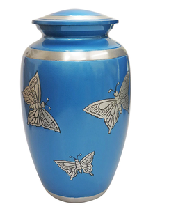 Urne funéraire classique en métal gravée Rambow Sky Blue pour cendres humaines adultes, style américain/européen - Product Image 5