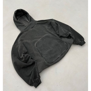 Sweat-shirt à capuche personnalisé pour homme, en molleton bouclette 100% coton, épais et respirant, coupe oversize, style vintage Y2K, effet délavé à l'acide et teinture dip dye, pour l'hiver - Product Image 5