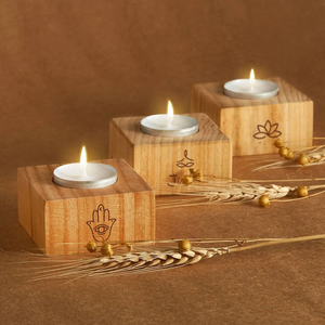 Portavelas de Madera Hechos a Mano, Juego de Portavelas para Velas de Té, Ideales para Yoga y Decoración del Hogar Personalizada - Product Image 4
