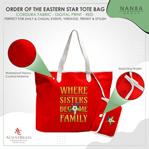 OES Where Sisters Become Family Order Of The Eastern Star Tapestry Bulk Masonic Eastern Star Red Tote Bags - Product Image 3