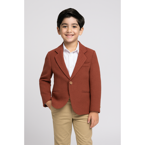 เสื้อเบลเซอร์สีน้ำตาลขัดเงาสำหรับเด็กผู้ชาย - Product Image 1