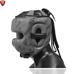 Protector de Cabeza de Cuero Vacuno Personalizado OEM para MMA, Casco de Boxeo para Kickboxing, Karate, Taekwondo con Diseño Facial - Product Image 4