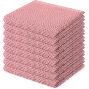 Set di 8 Strofinacci da Cucina Ultra Morbidi in 100% Cotone a Nido d'Ape, Asciugatura Rapida, 30x30 cm, con Design a Rose Essiccate - Product Image 1