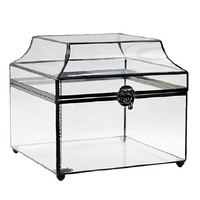 Boîte à bijoux en verre géométrique moderne de qualité supérieure, cadre métallique, couvercle à charnières, design octogonal, taille et capacité personnalisables pour la maison