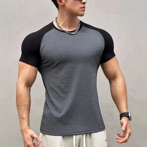 Camiseta de Manga Raglán para Hombre, Blanca y Negra, de Color Sólido, Secado Rápido, Corte Regular, Cuello Redondo, Deportiva, de Punto, Manga Corta, 100% Algodón - Product Image 5