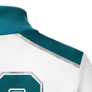 Maillot de cheerleading sublimé blanc et turquoise à manches longues – Tenue de sport d'équipe pour l'entraînement, la performance athlétique, la pratique et les compétitions - Product Image 6