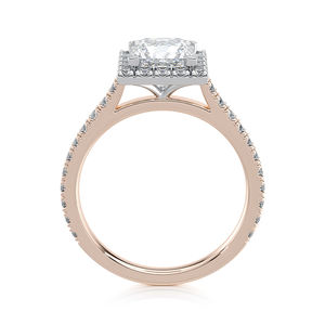 Anillo de Compromiso de Lujo con Diamante Cultivado en Laboratorio Corte Princesa, Halo de Diamantes, Banda de Diamantes Pavé de 2.15 CTW, Chapado en Rodio de 14kt, Aniversario de Bodas - Product Image 6