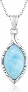 Collar de Larimar Marquise para Mujer, Collar con Colgante de Piedra Preciosa Azul Natural, Plata 925, Joyería Elegante Hecha a Mano, Regalo - Product Image 4