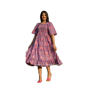 ชุดเดรสผ้าคอตตอนแบบสั้นสำหรับผู้หญิงชุดเดรสปาร์ตี้พิมพ์ลายดอกไม้สไตล์โบโฮสำหรับผู้หญิงชุดของขวัญเจ้าสาวส่วนตัว - Product Image 2