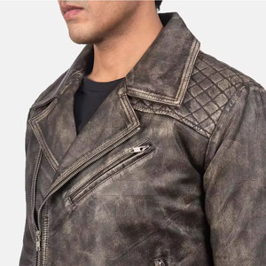 Custom Color Mens <b>Leather</b> <b>Jacket</b> Classic <b>Retro</b> Design With Front Zip Closure And Side Pockets - Product Image 3