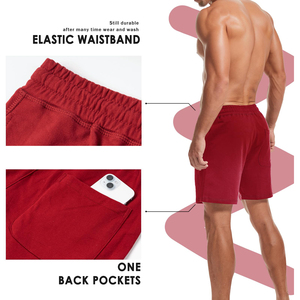 Pantalones Cortos de Felpa para Hombre, Estilo Casual, 100% Algodón, Felpa Francesa, Transpirables, Hasta la Rodilla, con Cordón y Bolsillo - Product Image 4