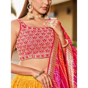 Fascinant jaune paillettes Georgette traditionnel Lehenga Choli - Product Image 3