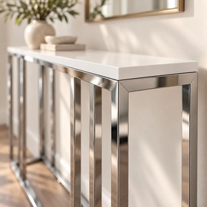Vintage Inspired <b>Steel</b> Console <b>Table</b> Contemporary Design for Apartment Bedroom Dining Living Room Entryway Hallway Loft - Product Image 3
